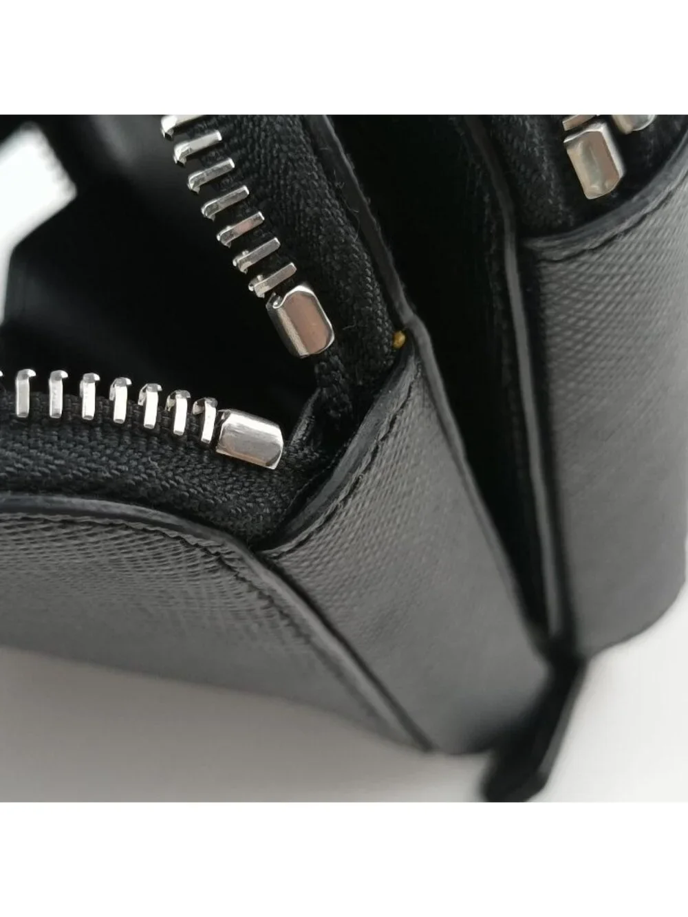 Prada Triangle Logo Black Saffiano Leather 62 Shoulder